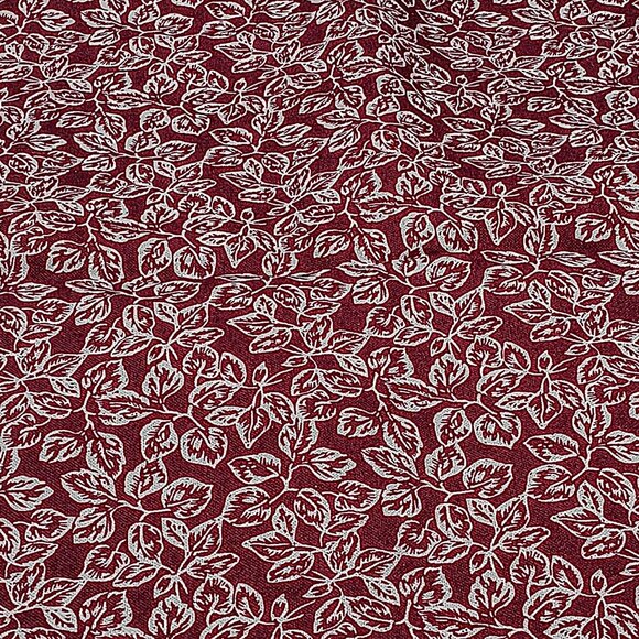 Joann Keepsake Calico Fabric 1 Yard Burgundy & White Leaf Pattern Cotton Materia - Picture 2 of 3